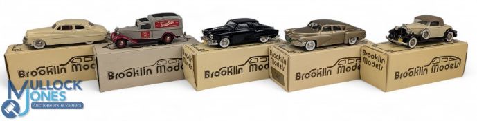 Boxed Brooklin white metal Die Cast Model Cars, a group of 5 1:43 scale - to include BRK 6 1932