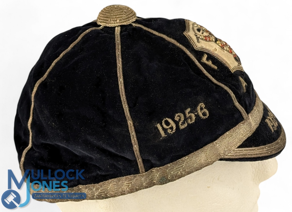 Harlequins 'A' XV 1920s Rugby Honours Cap: Striking item, black 6 panelled with silver braid, - Image 2 of 2