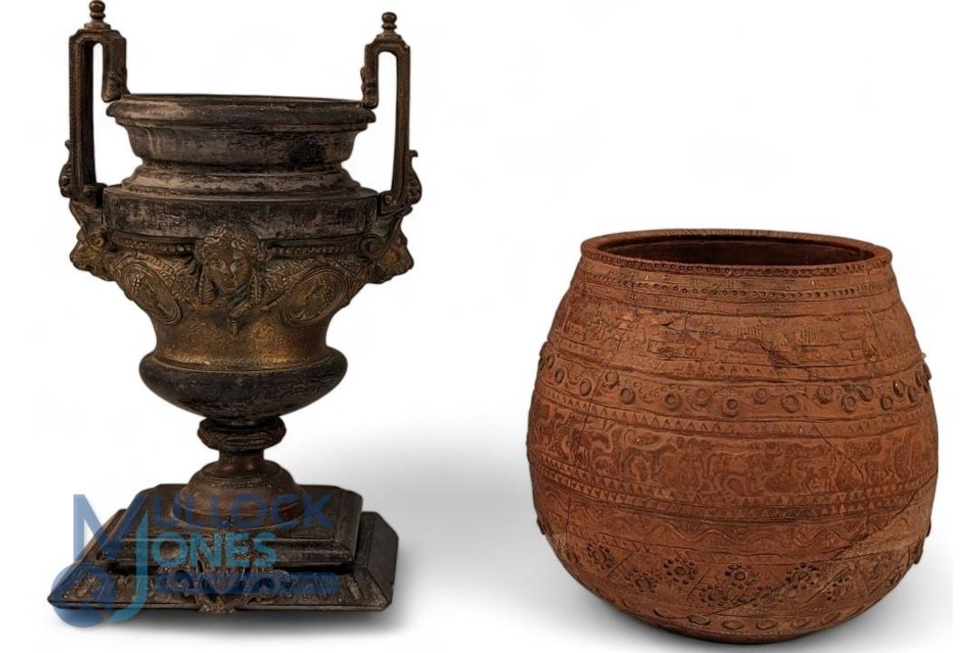 Grand Tour 19th century French Urn. Twin handled with Lion head design having female and male - Image 1 of 4