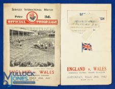 1942 & 43 England v Wales Rugby Programmes (2): Both at Gloucester, 03/42 & 03/43. First has some