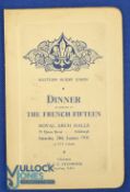 1931 Rugby Dinner Menu, Scotland v France, autographed: Signed by 19, including Ian Smith and Jean