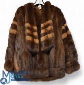 Vintage Ladies Furs - Renee London, brown hide and fur coat, with stole - size #M