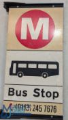 Vintage Leeds Transport Bus Stop Sign, a metal painted sign with metal mounts for post mounting