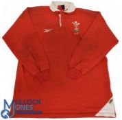 Wales Under-21 Rugby Jersey: Red No.7 m/worn Jersey, official badges/logos. Exchanged with England’s