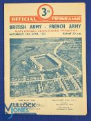 1952 British Army v French Army Rugby Programme: Usual Twickenham example, excellent condition