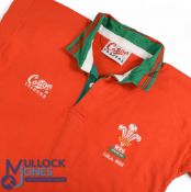 1995 Wales Youth FIRA Cup Match worn Rugby Jersey: Crisp bright distinctive red Cotton Traders
