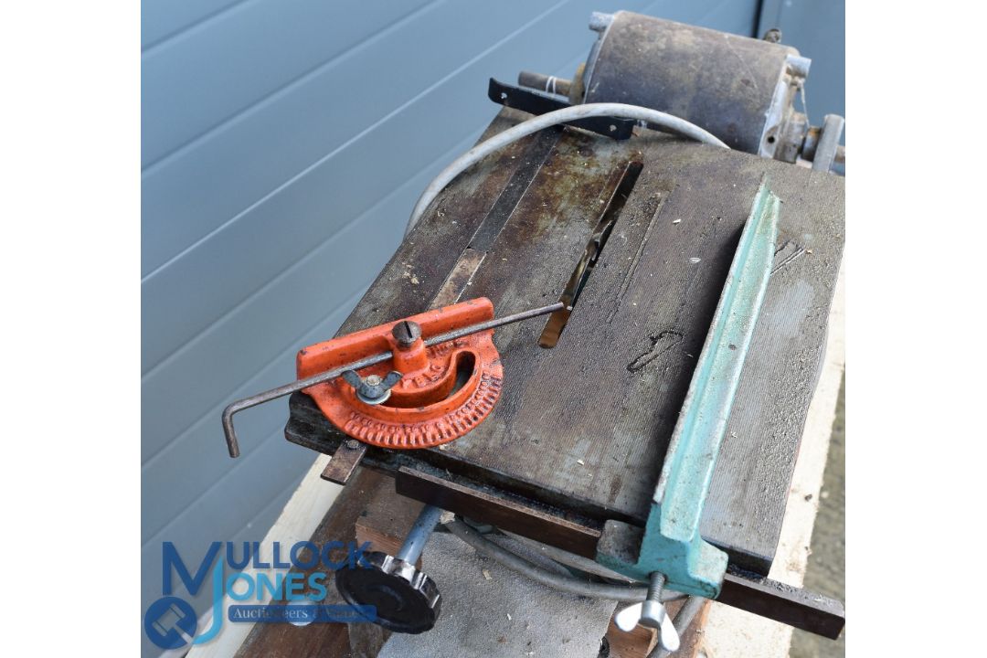 A Vintage Myblo Table Saw - the saw is mounted on a wooden stand with motor. Collection Only - Image 3 of 3
