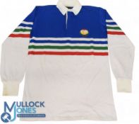 Rare 5 Nations XV Match Prepared Jersey, IRB Centenary 1986: Blue and white with multi-coloured