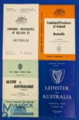 1966-7 & 68 Irish Sides v Australia Rugby Programmes (4): v Leinster & Ulster 1966 and v Combined
