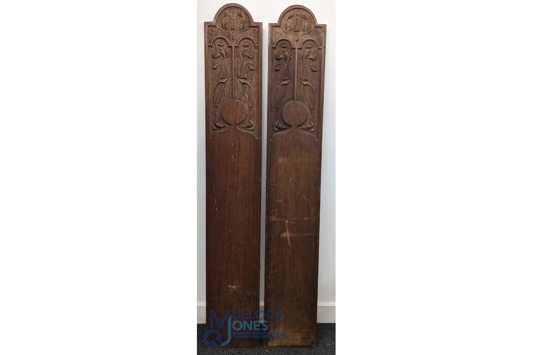Pair of Art Nouveau Carved Panels, in hard wood well carved - size #22cm x 138cm - Image 1 of 2