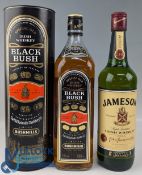 2x Irish Whiskey Bottles, a Black Bush special old 43% in original tube, and a loose Jameson tripled