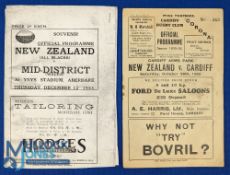 1935-6 Cardiff v New Zealand Rugby Programme etc (2): Some wear and staple rust but a complete,