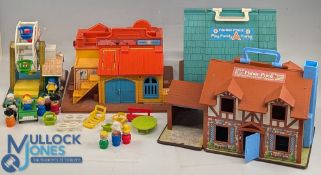 Vintage Fisher Price Toys Play Sets, part sets of fairground wheel ride, Western Town Sheriff's