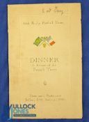 1928 Rugby Dinner Menu, Ireland v France, autographed: E O'D Davy's 8pp green ribboned Belfast copy,