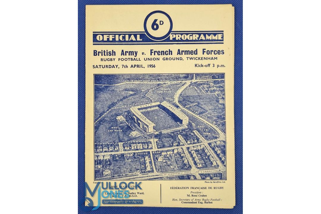 1956 British Army v French Armed Forces Rugby Programme: French XV now expanded to include other