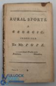 c1731 Rural Sports A Georgic Inscribed to Mr Pope, disbound volume - possible 1st
