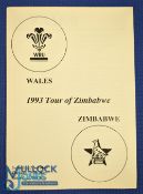 Scarce 1993 Zimbabwe v Wales Rugby Programme: Not easily found, the foldover issue with inserts