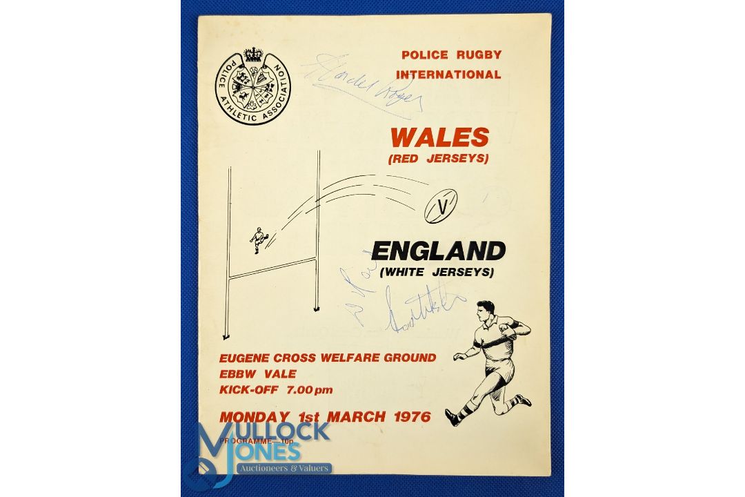 1976 Welsh Police v English Police Rugby Programme: Huge home win and doubtless an arresting