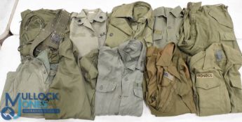 Military Clothing and Helmets, mostly American to include 2 helmets, various jackets and trousers