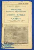 1931 Cardiff v S Africa Rugby Programme: Big match, but very well-worn programme. Still, entire