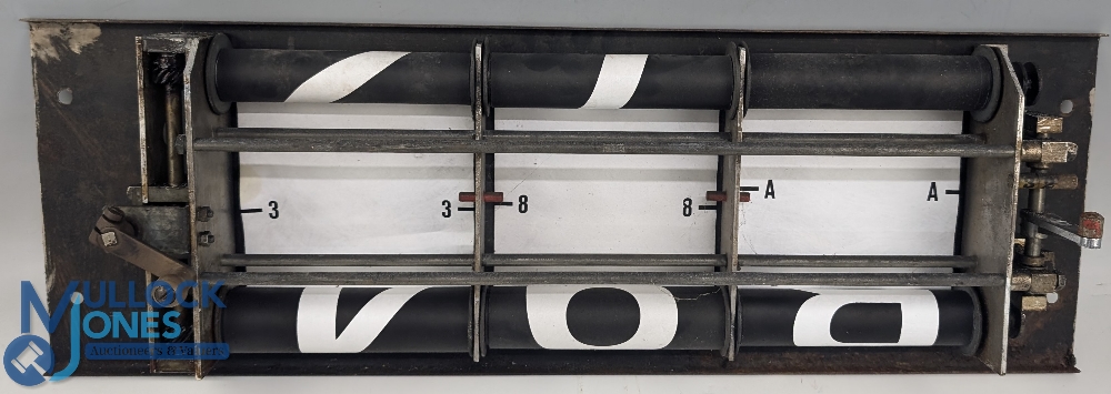 Period Kelbus Scrolling Bus Number Sign, a canvas binder in original metal frame, winding handles - Image 2 of 2