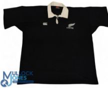 NZ Maori Rugby Jersey: Classic black issue, silver fern & Maori team badge to breast. Matchworn,
