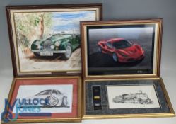 Car Morgan Transportation Pictures, an Alex Painting of a Morgan Car, Ferrari F8 Tributo print,