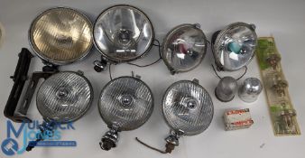 Vintage Lucas Chrome Car Spot Light Fog Lights, to include SLR 700S, WLR 576 x 2, SKR 500, SFT 576 x