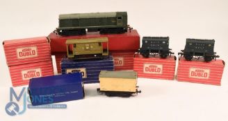 Hornby Dublo 2230 2-Rail Class 20 Bo-Bo D8017 BR Green, together with 8 Rolling stock 4627 x6, Brake