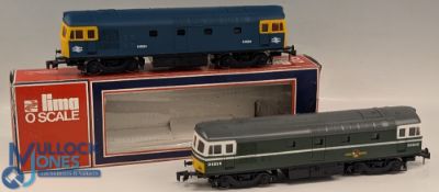 2x Lima O gauge Locomotives, a boxed 6577 Deisel Locomotive D6524, and a loose green diesel D6506