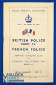 1950 British Police v French Police Rugby Programme: Neat clean 8pp example from Newport, with WD