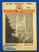 1940 Red Cross Match, England v Wales Rugby Programme: Played at Gloucester. Plus p/copy