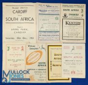 1951-2 Welsh Sides v S Africa Rugby Programmes (7): v Cardiff (plus pirate printed in