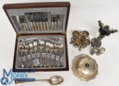 Silver Plated Selection, to consist of Debenhams cutlery set in original wooden box, serving