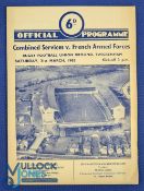1962 Combined Services v French Armed Forces Rugby Programme: Campbell-Lamerton, Leighton Jenkins