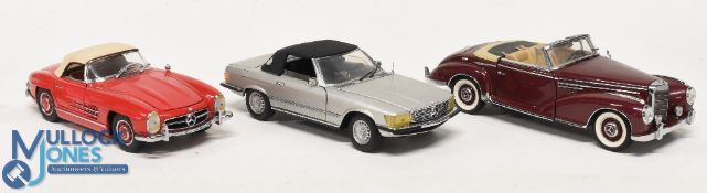 Franklin Mint 1:24 Scale Cars, to include 1957 Mercedes 300SC Roadster, 450SL Roadster, 1960 300SL -