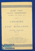 1950 County Champs Final Rugby Programme: Illustrated 16 pp effort for Cheshire v East Midlands,