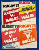 1978 Wales in Australia Rugby Programmes B (4): The games v W Australia, Victoria, Queensland and