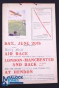 Aviation - Hendon Easter Airshow large Showcard Poster - Hendon Saturday 20th June 1914, with