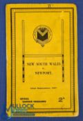 1927 Newport v New South Wales Rugby programme: A little grubby & marked with some neat spine