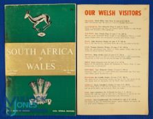 1964 S Africa v Wales Rugby Programme: With further teams etc insert. Well known, substantial
