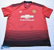 2018-2019 Manchester United FC home football shirt with two signatures on front - Adidas /