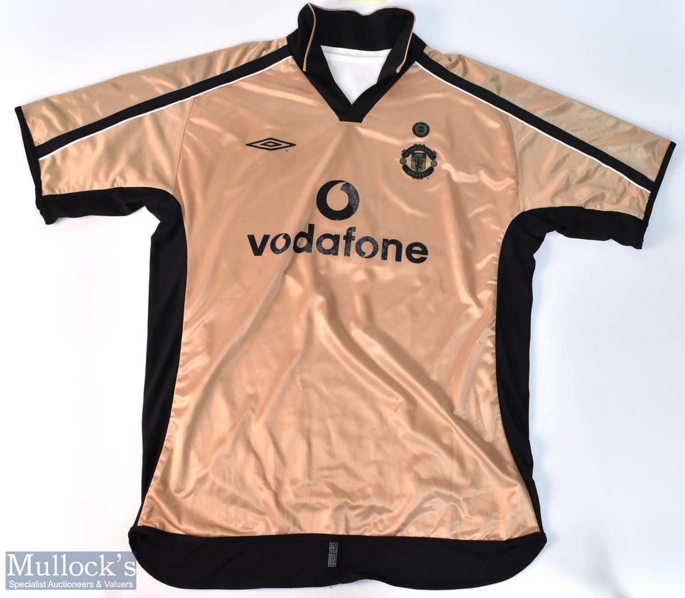 2001/02 Centenary Manchester United reversable away football shirt in gold and white, Umbro / - Image 2 of 2