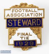 1929 The Football Association Steward Final Tie Enamel Badge