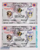 Tickets: 2001/02 C S Maritimo v Leeds Utd UEFA Cup match tickets Estadio dos Barreiros (Funchal)