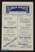 1954/55 Oldham Athletic v Workington Div. 3 (N) match programme Tuesday (afternoon kick-off) 21