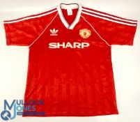 Football Shirt Manchester United FC 1988-1990. Short Home Shirt by Adidas size L