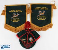 Rare 2009 S Africa/British & I Lions Rugby Pennants & Cap Collection (3): Official S African Boks
