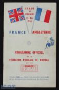 1955 France v England match programme 15 May 1955 in Paris; Duncan's 2nd cap: fair. (1)