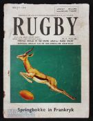 1968 SARB Magazine inc Boks' French Rugby Tour: 32pp well-worn but wholly legible official SARB